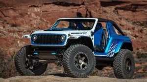A front 3/4 view of the Jeep Wrangler Magneto 3.0 Concept
