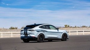 A rear 3/4 view of the Shelby Mustang Mach-E GT