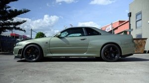 The 2002 Nissan Skyline GT-R M-Spec Nür from the side