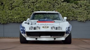 The 1969 Chevrolet Corvette Greenwood race car from the front