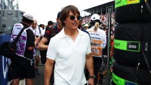 Actor Tom Cruise strolling on the starting grid prior to the 2023 Miami Grand Prix.