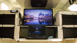 The Mammoth Overland Extinction Level Event's work and entertainment setup