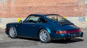 A rear 3/4 view of the unique 1990 Porsche 911 Carrera 4