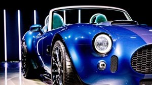 A close up of the AC Cobra GT Roadster's front fascia