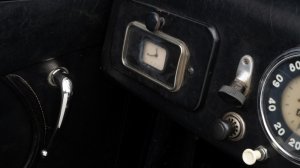 A detail from the interior of an unrestored 1949 Talbot-Lago T26 Grand Sport Convertible.
