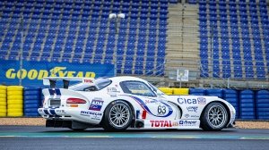 A rear 3/4 view of the 1996 Chrysler Viper GTS-R