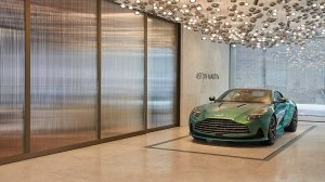 The Aston Martin DB12 on display at the marque's Q New York's flagship customization center