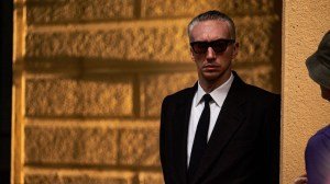 Actor Adam Driver as Enzo Ferrari in the film 