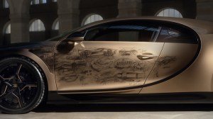 A close-up of the driver's door on the one-off Bugatti Chiron Super Sport “Golden Era” hypercar.