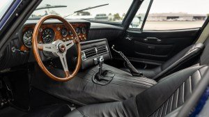The interior of a 1968 Bizzarrini 5300 GT Strada Alloy.