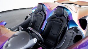 The cockpit of a 2021 McLaren Elva.