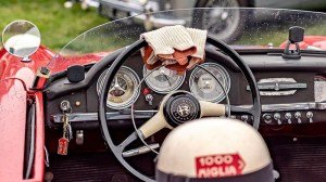 The interior of a 1956 Alfa Romeo Giulietta Spider Veloce.