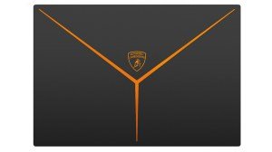 The Razer Blade 16 x Automobili Lamborghini Edition's lid