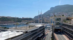 A view of the straightway that immediately follows the tunnel on the Circuit de Monaco in Monte Carlo.