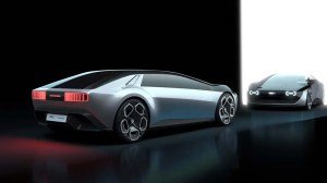 A rear 3/4 view of the Italdesign Asso di Picche In Movimento