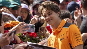 McLaren F1 driver Oscar Piastri engages with fans at the 2023 Austrian Grand Prix in July.
