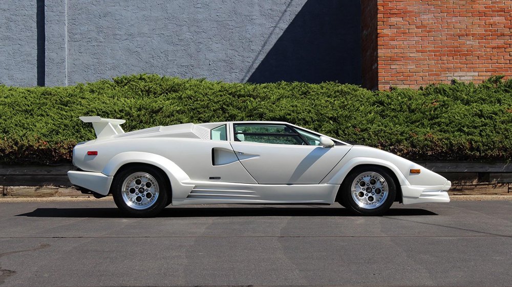 The 1989 Lamborghini Countach 25th Anniversary Edition from the side