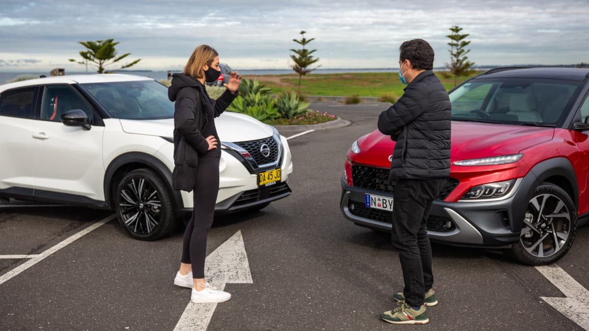 2021 Hyundai Kona Highlander v Nissan Juke Ti Energy Orange comparison-0