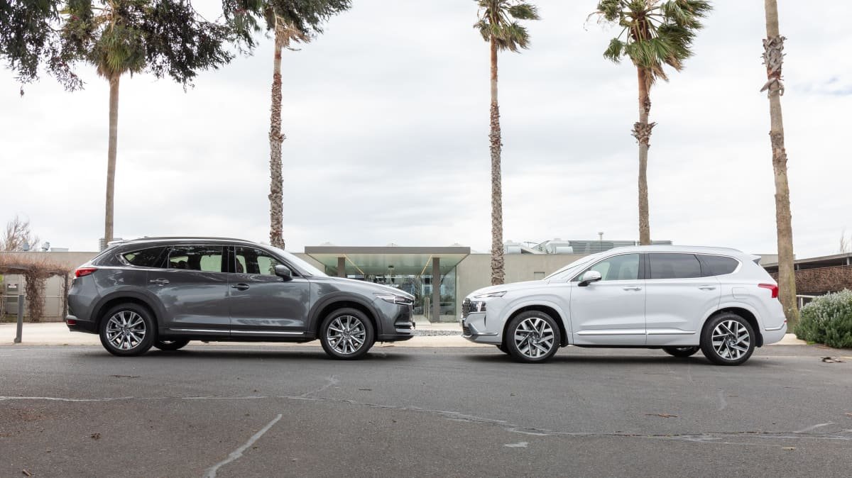 2021 Hyundai Santa Fe Highlander v Mazda CX-8 GT comparison-0