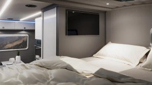 The 27North RexRover's king-size bed