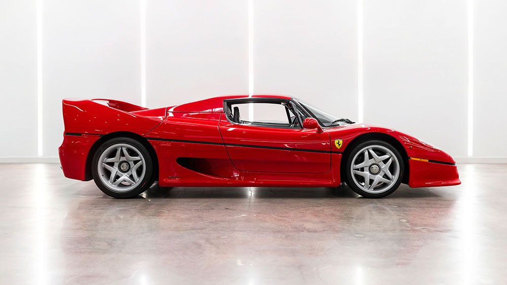 The 1995 Ferrari F50 from the side