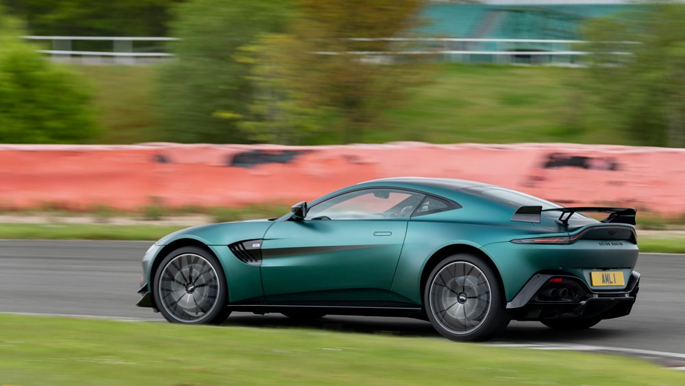 The Aston Martin Vantage F1 Edition on track.