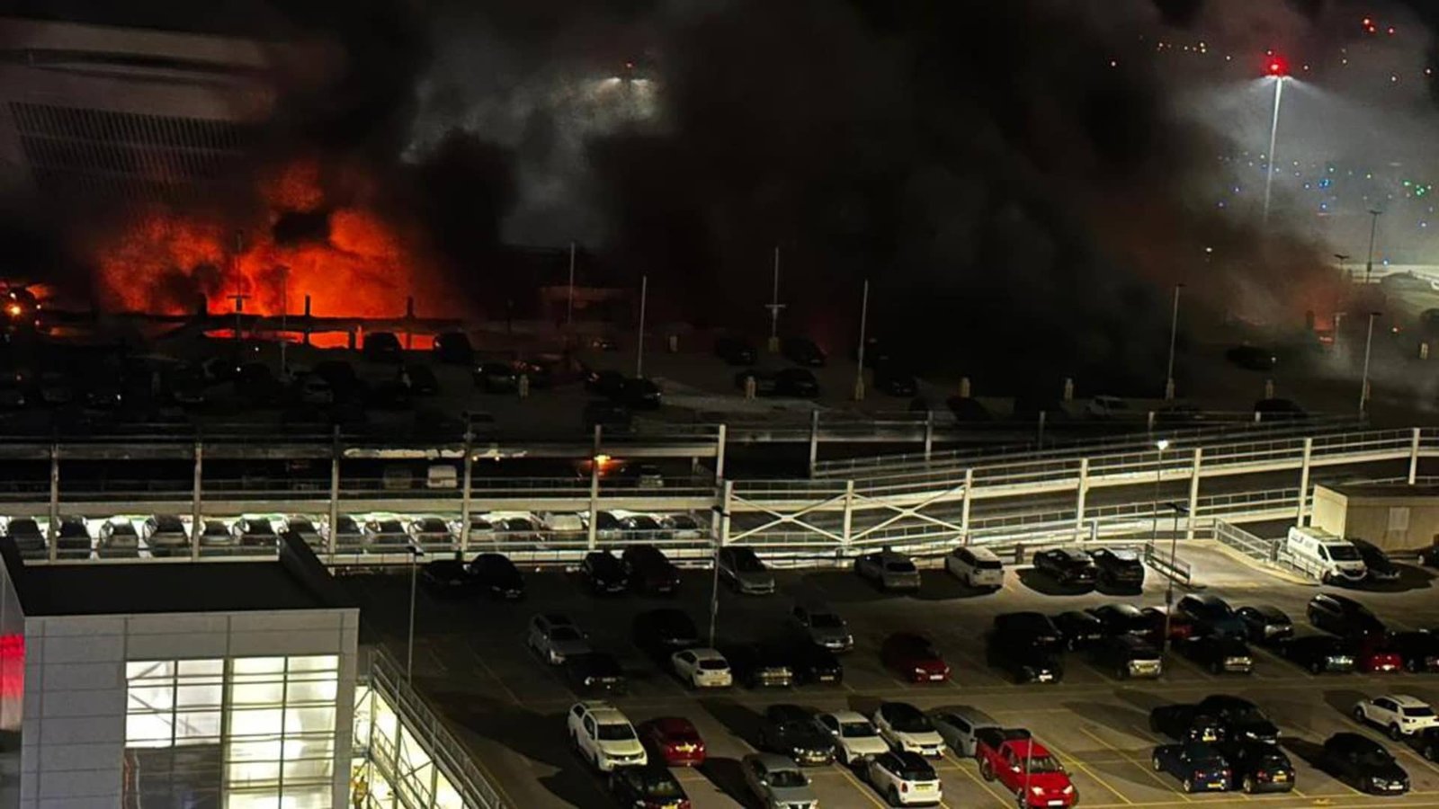 Car park fire shuts down London airport