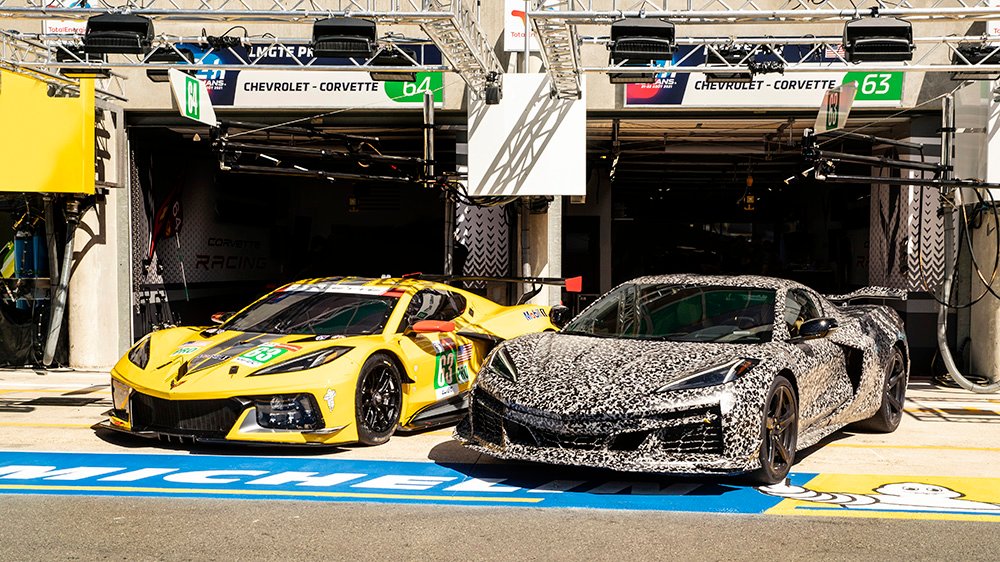 The Chevrolet C8 Corvette Z06 (right) undergoing testing in Europe