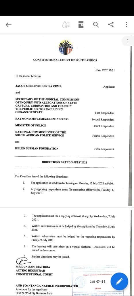 concourt zuma announcement saturday