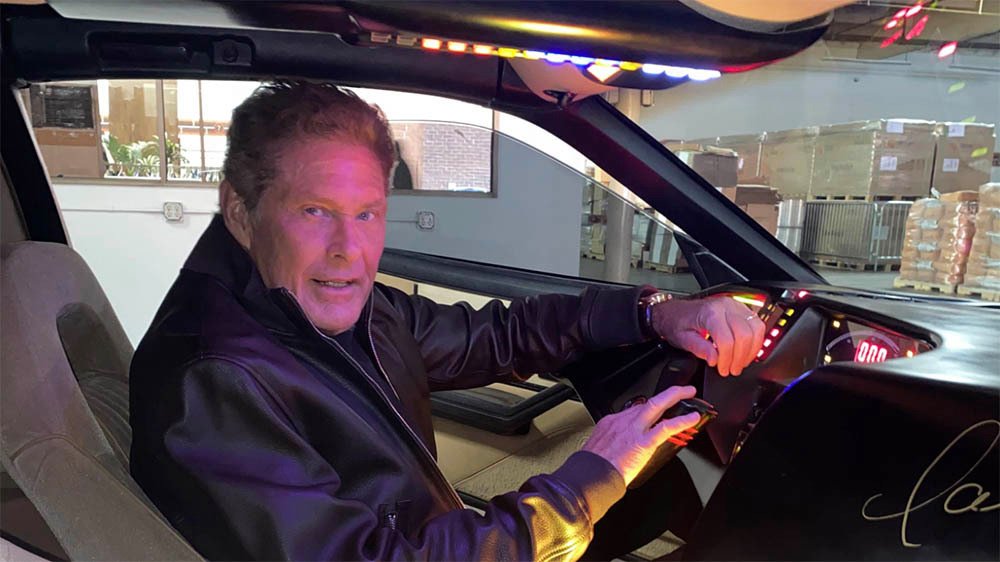 David Hasselhoff in his KITT car