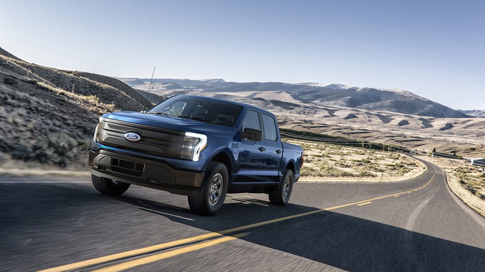 2022 Ford F-150 Lightning Pro. Pre-production model with available features shown. Available starting spring 2022.
