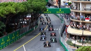 Max Verstappen in the lead at the start of the 2023 Monaco Grand Prix.