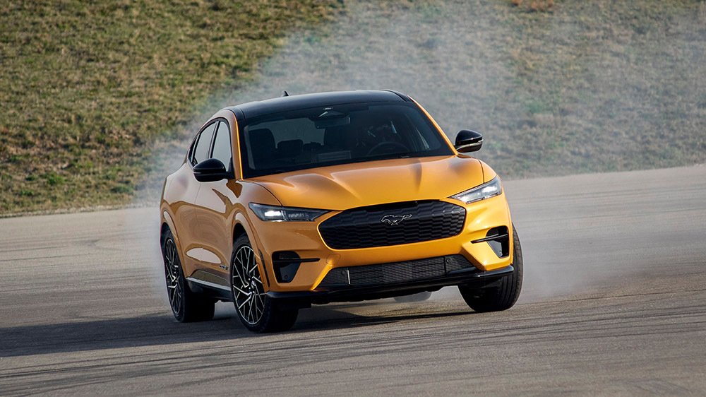 2021 Ford Mustang Mach-E GT available early fall 2021. (Closed course. Professional driver. Do not attempt.)