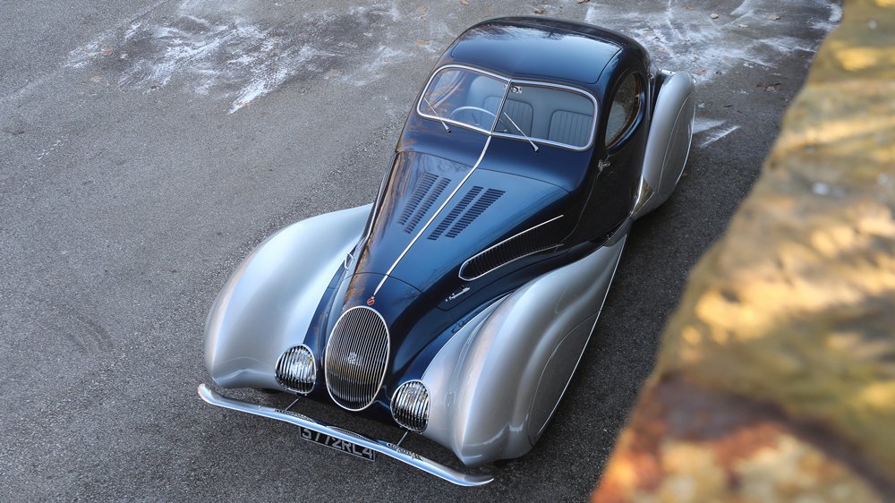 A 1937 Talbot-Lago T150-C-SS Teardrop Coupe, bodied by Figoni et Falaschi.