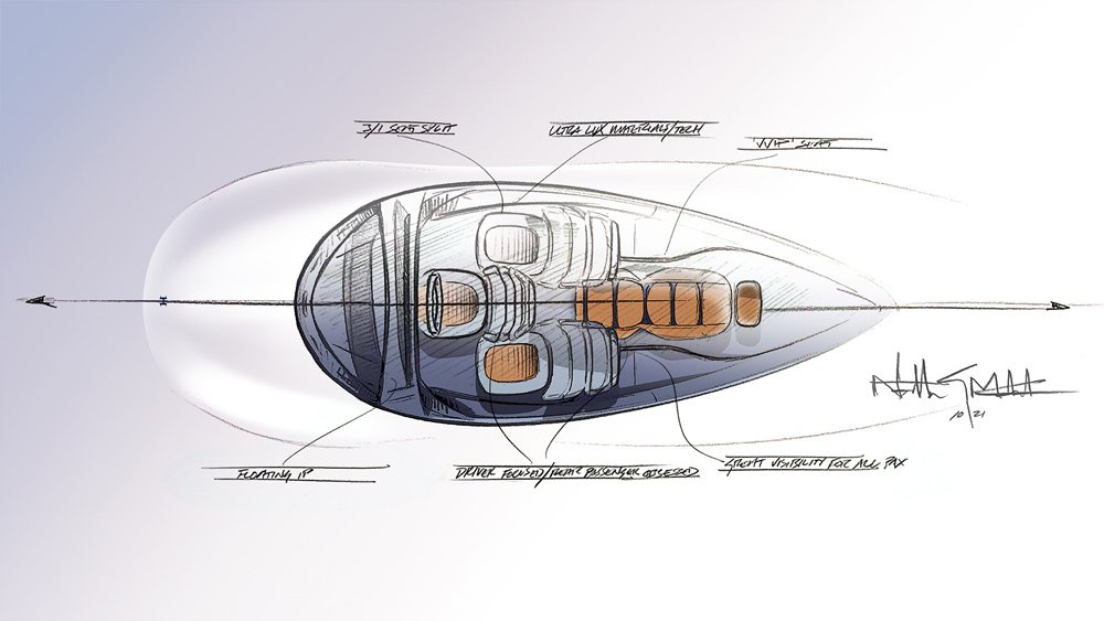 A sketch of Hennessey's Project Deep Space all-electric hypercar.