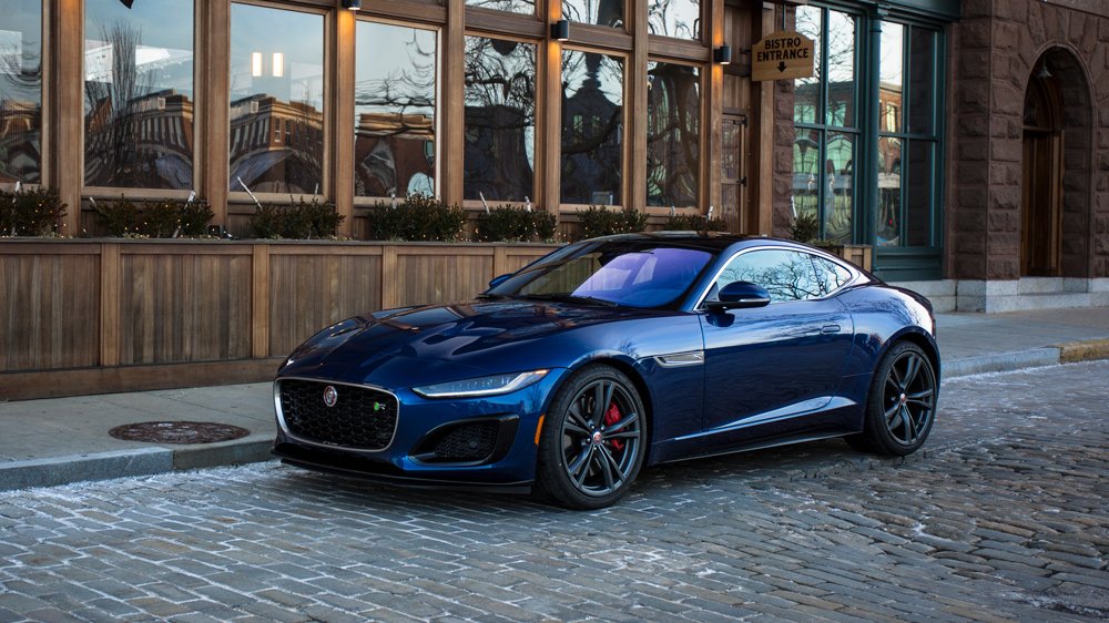 The 2021 Jaguar F-Type R Coupe in metallic Bluefire Blue.