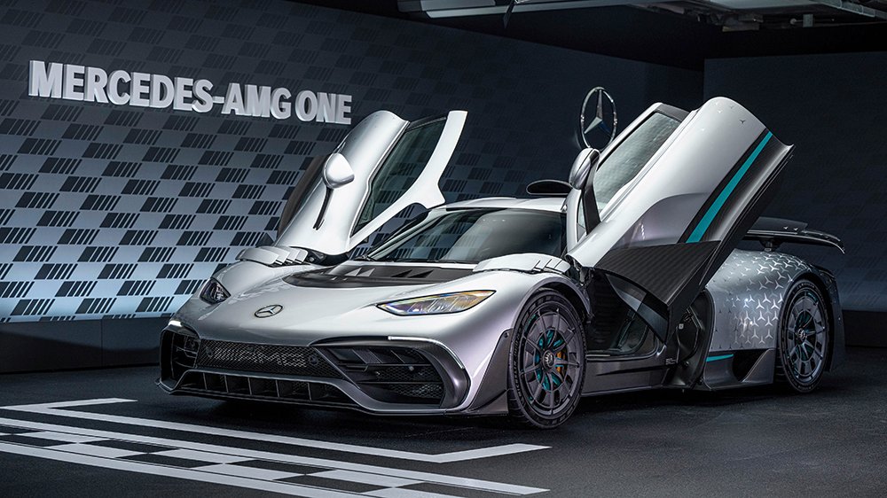 The Mercedes-AMG One with its doors up