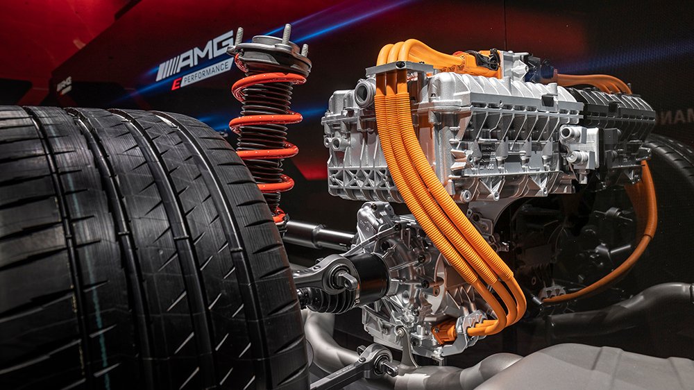 The AMG E Performance hybrid powertrain's electric drive unit
