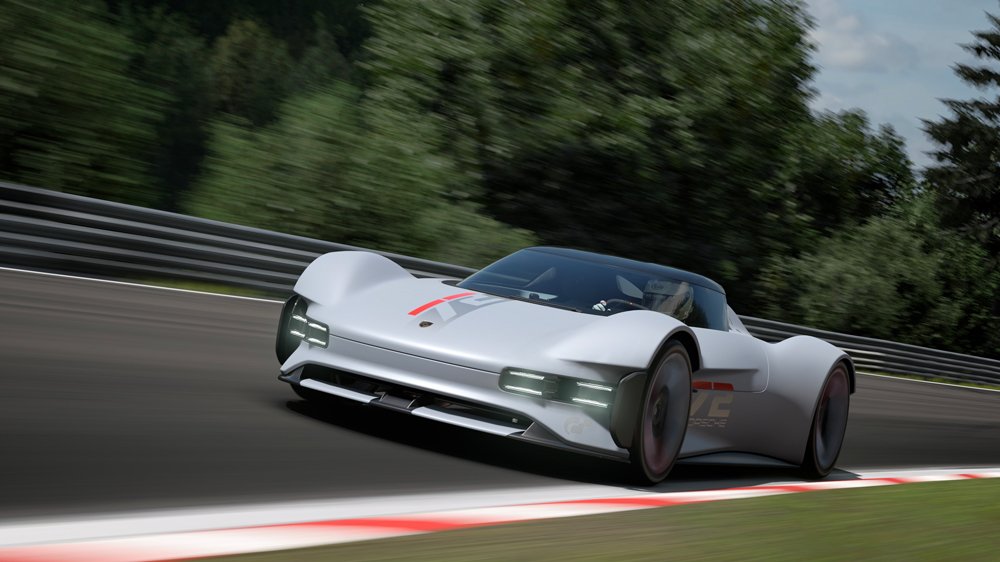 The Porsche VisionGT concept for Sony PlayStation's Gran Turismo 7 video game.