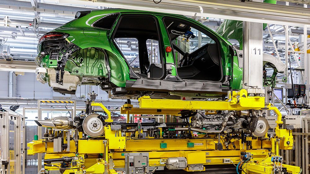 A Macan in the midst of production at Porsche's Liepzig factory