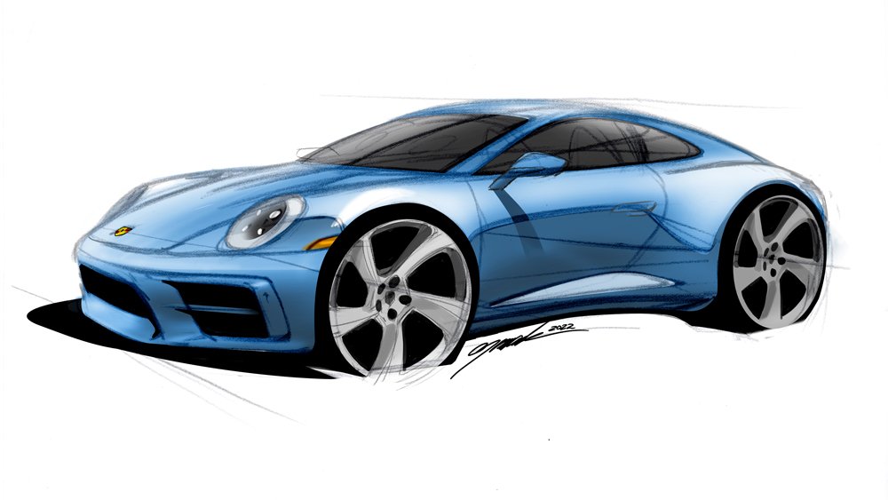 Porsche designer Grant Larson's sketch of what the new
