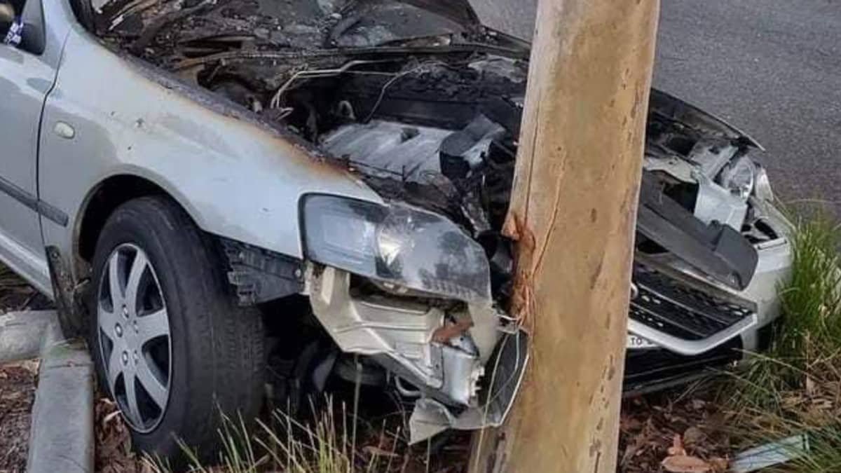 Pranksters transform stolen, crashed Ford Falcon into art installation
