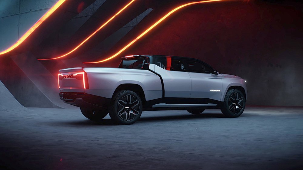 A rear 3/4 view of the Ram 1500 Evolution