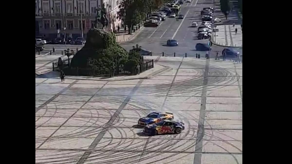 Red Bull drift cars damage world heritage site