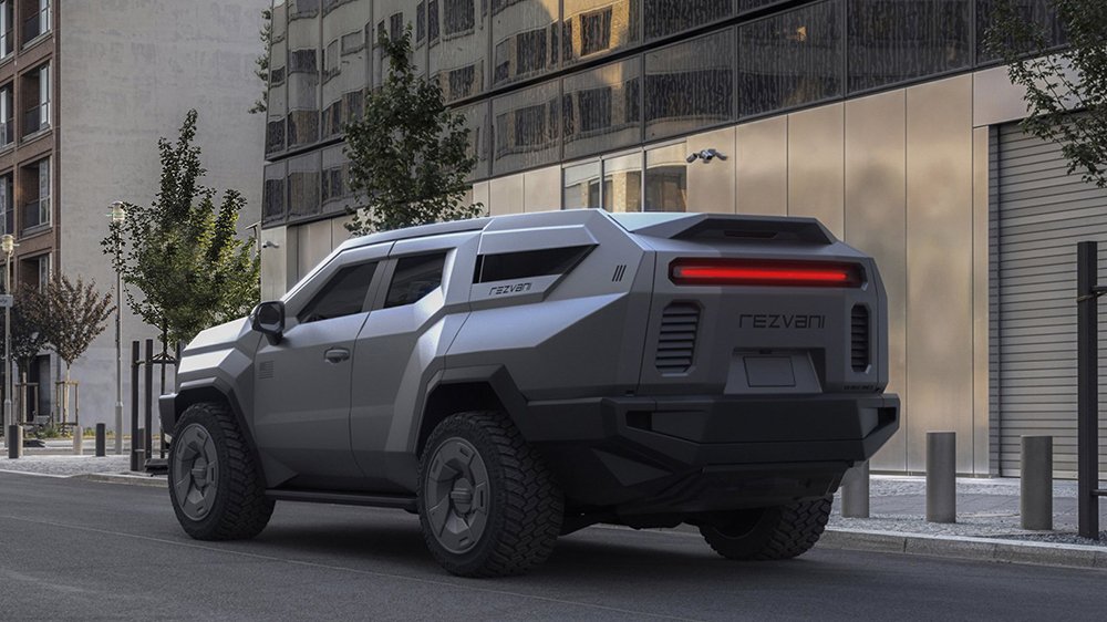 A rear 3/4 view of the 2023 Rezvani Vengeance