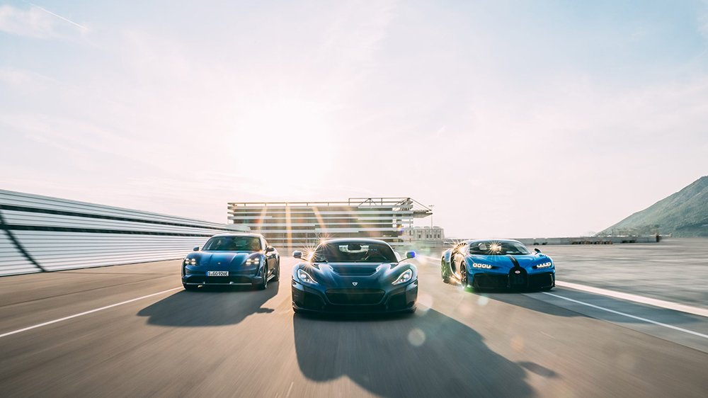 The Porsche Taycan, Rimac Nevera and Bugatti Chiron