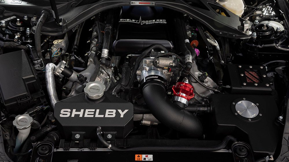 Under the hood of the Shelby American Ford Mustang GT500 Code Red