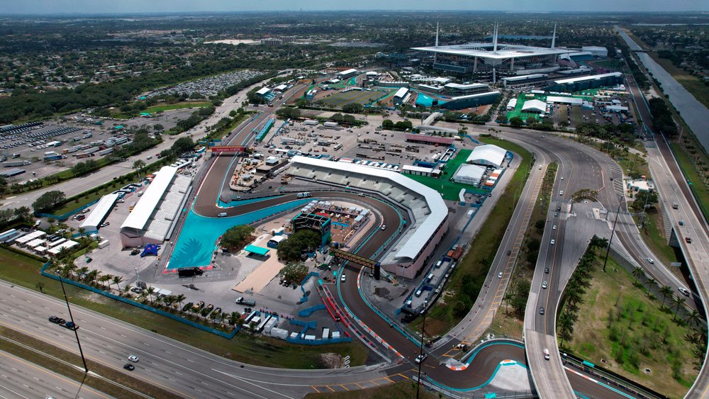 The circuit for the 2022 Formula 1 Miami Grand Prix.
