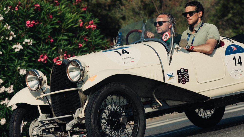A 1925 Bugatti Type 23 Brescia at the 2022 Mille Miglia Storica.