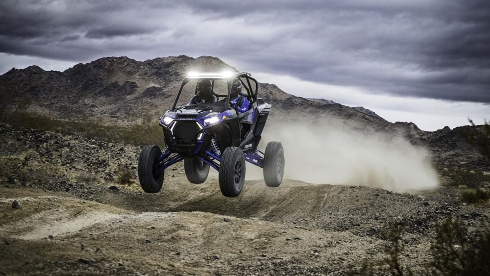 The Polaris RZR XP Turbo S racing through the Nevada desert.